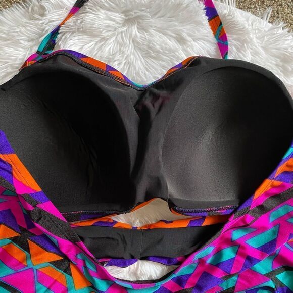 Sea by Monif C. One Piece Swimsuit Cutout Front Multicolored New Womens Size 24W - Picture 8 of 10